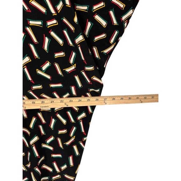 Vintage 80s Warren Z Dress Dolman Back Button Geometric Pattern Tie Up Disco Med - Picture 13 of 16